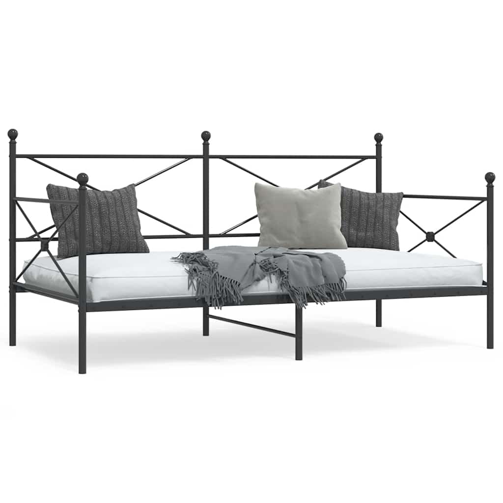 vidaXL Day Bed without Mattress Black 100x190 cm Steel