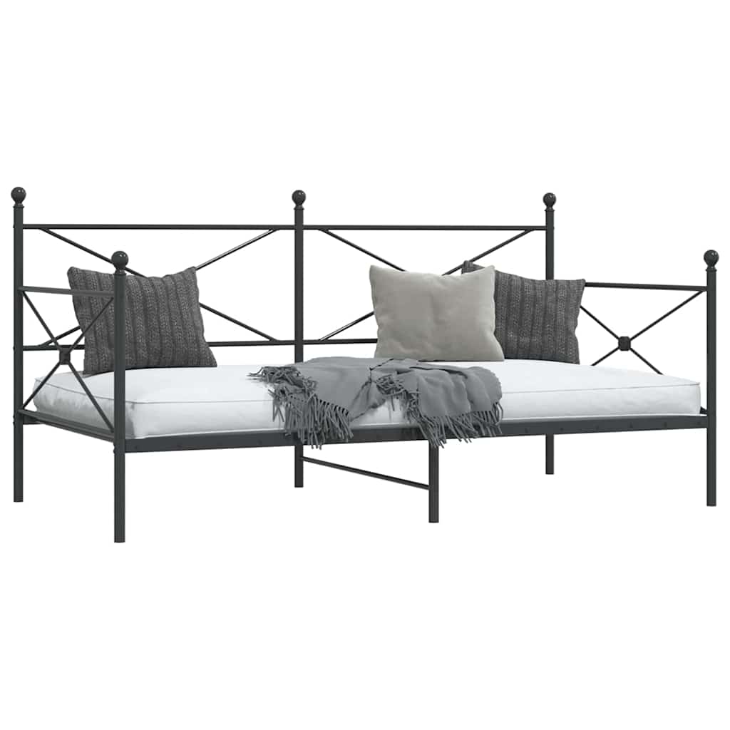 vidaXL Day Bed without Mattress Black 100x200 cm Steel