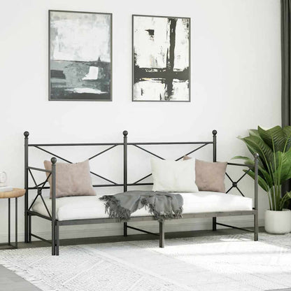 vidaXL Daybed with Trundle without Mattress Black 75x190 cm Steel