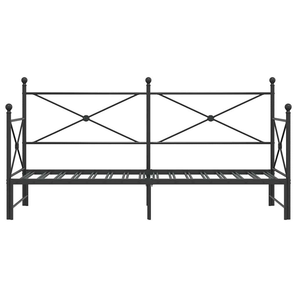 vidaXL Daybed with Trundle without Mattress Black 75x190 cm Steel