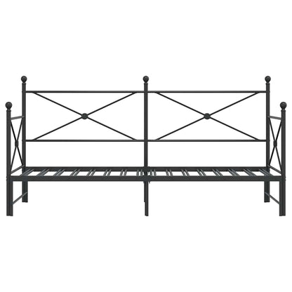 vidaXL Daybed with Trundle without Mattress Black 75x190 cm Steel