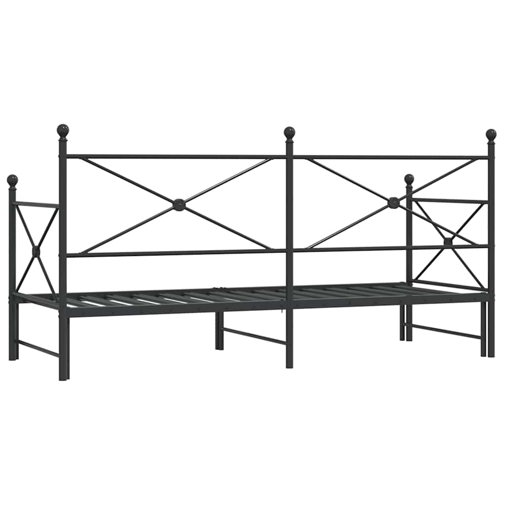 vidaXL Daybed with Trundle without Mattress Black 75x190 cm Steel