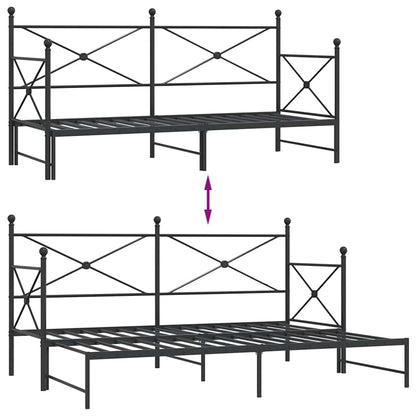 vidaXL Daybed with Trundle without Mattress Black 75x190 cm Steel