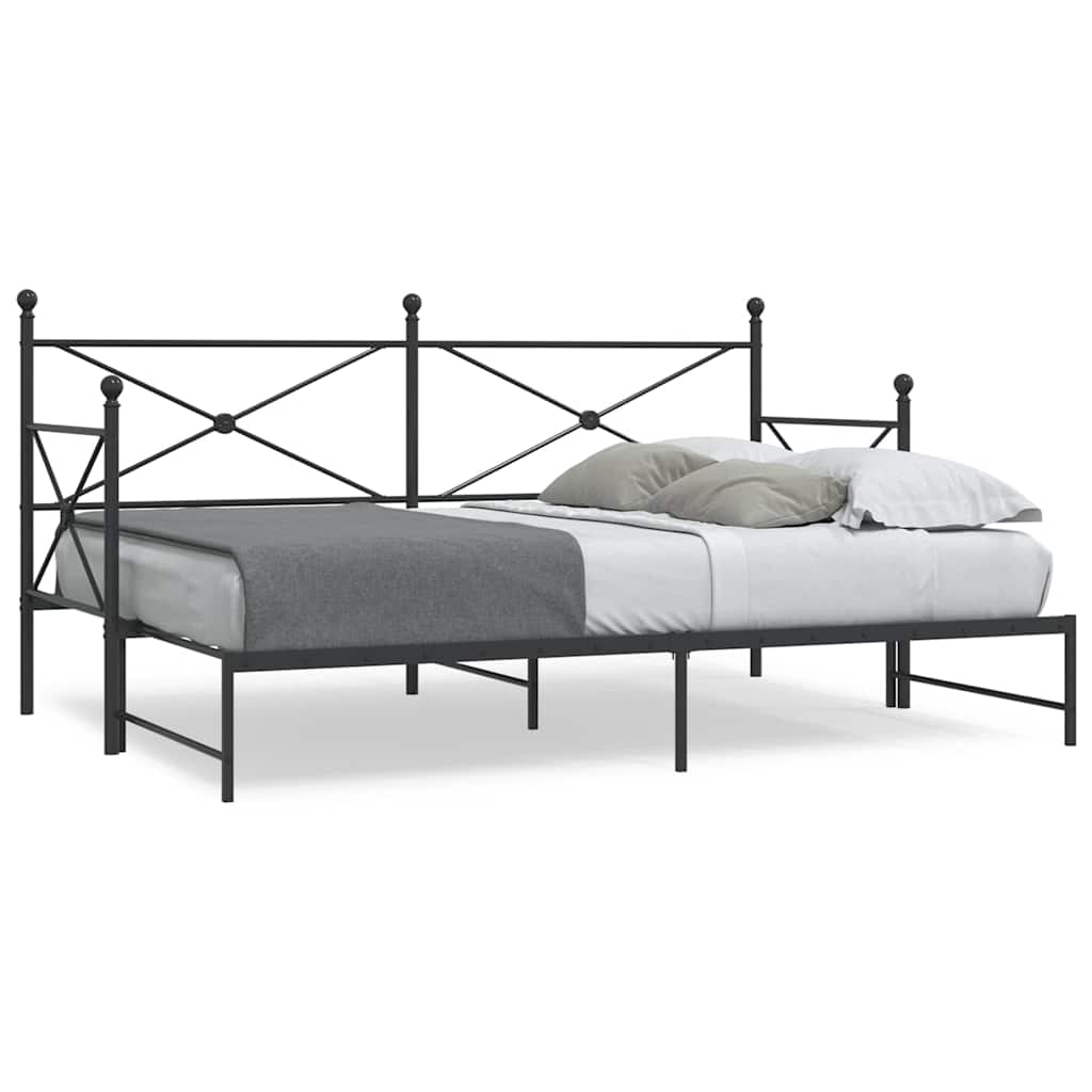 vidaXL Daybed with Trundle without Mattress Black 75x190 cm Steel
