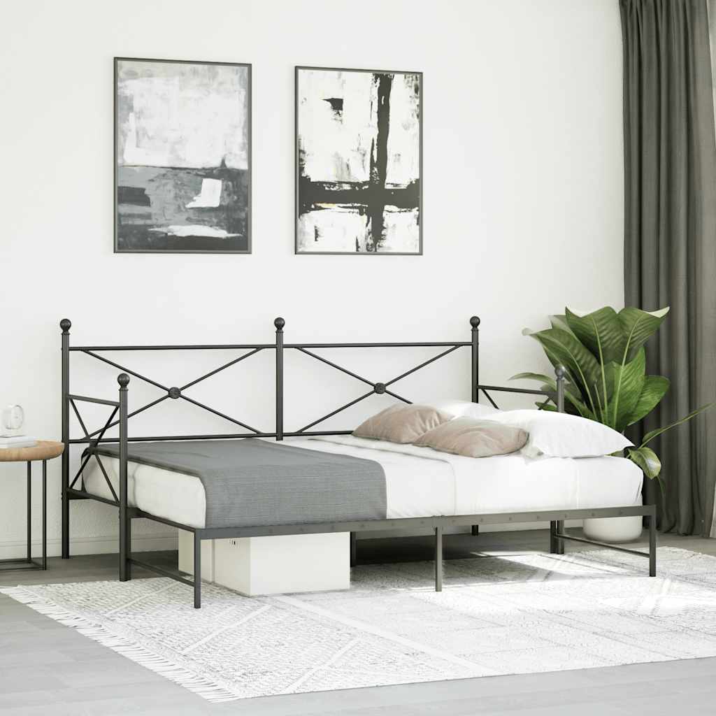 vidaXL Daybed with Trundle without Mattress Black 90x190 cm Steel