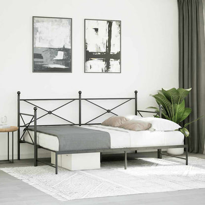 vidaXL Daybed with Trundle without Mattress Black 90x190 cm Steel