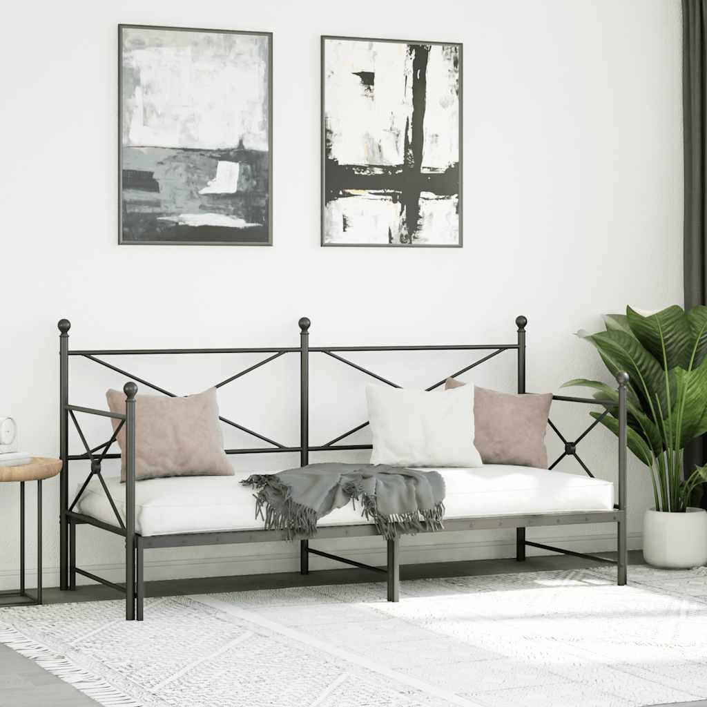 vidaXL Daybed with Trundle without Mattress Black 90x190 cm Steel