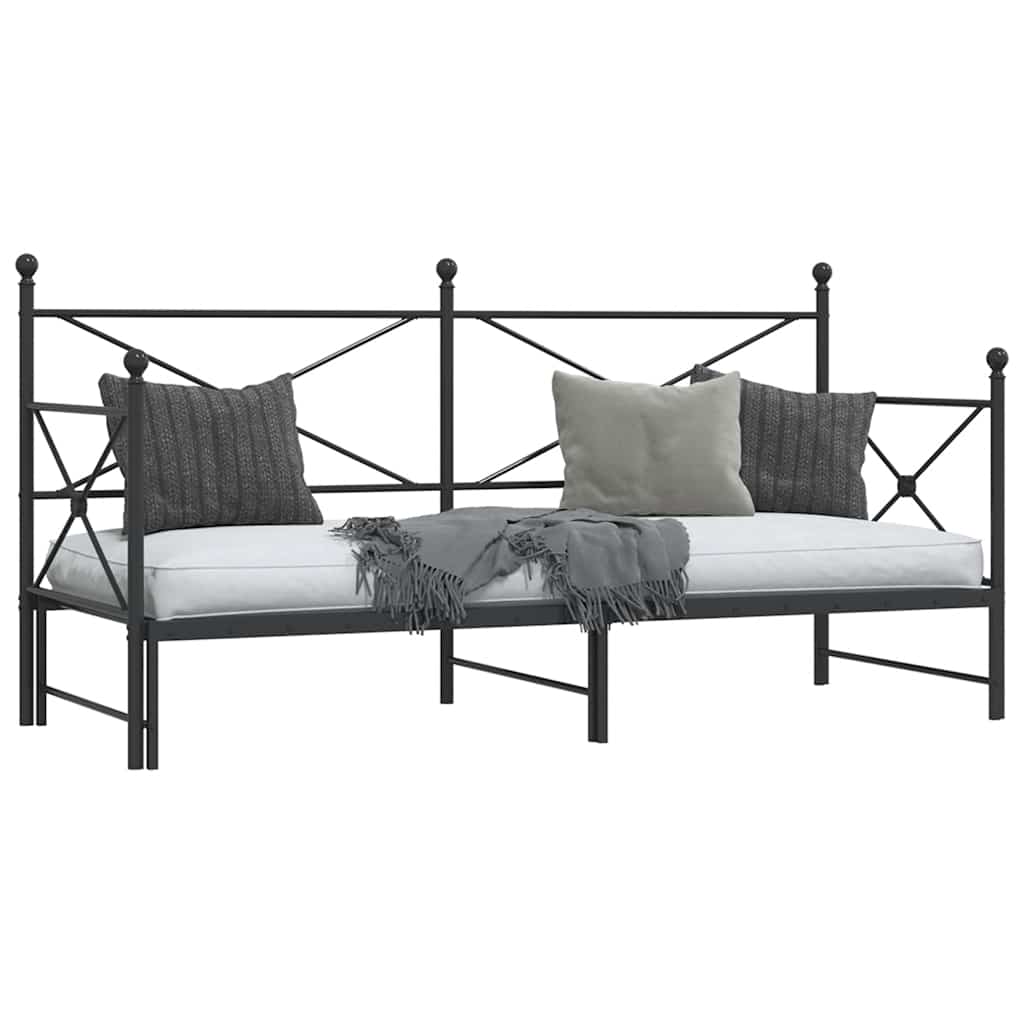 vidaXL Daybed with Trundle without Mattress Black 90x190 cm Steel
