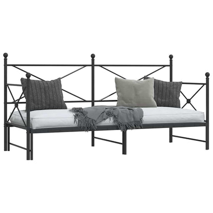 vidaXL Daybed with Trundle without Mattress Black 90x190 cm Steel
