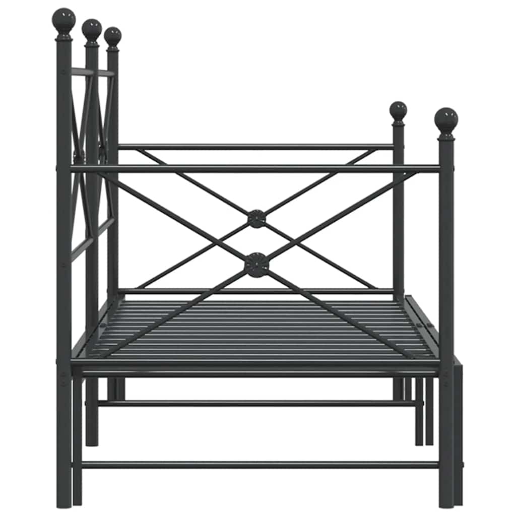 vidaXL Daybed with Trundle without Mattress Black 90x190 cm Steel