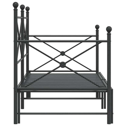 vidaXL Daybed with Trundle without Mattress Black 90x190 cm Steel
