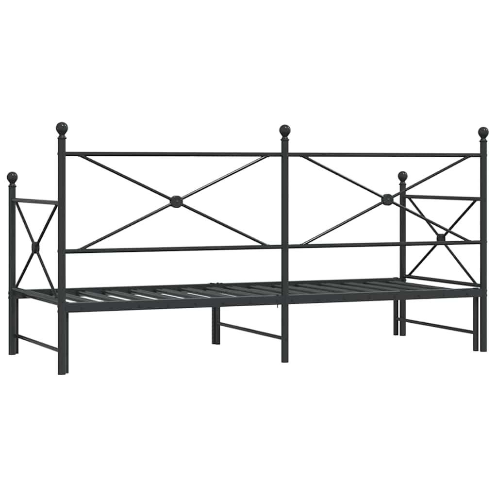 vidaXL Daybed with Trundle without Mattress Black 90x190 cm Steel