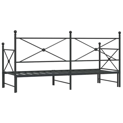vidaXL Daybed with Trundle without Mattress Black 90x190 cm Steel