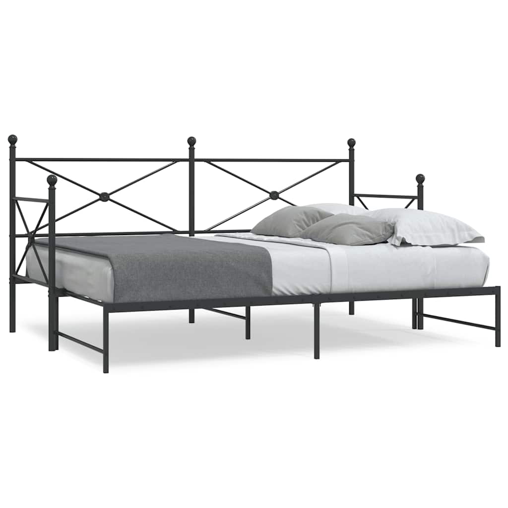 vidaXL Daybed with Trundle without Mattress Black 90x190 cm Steel