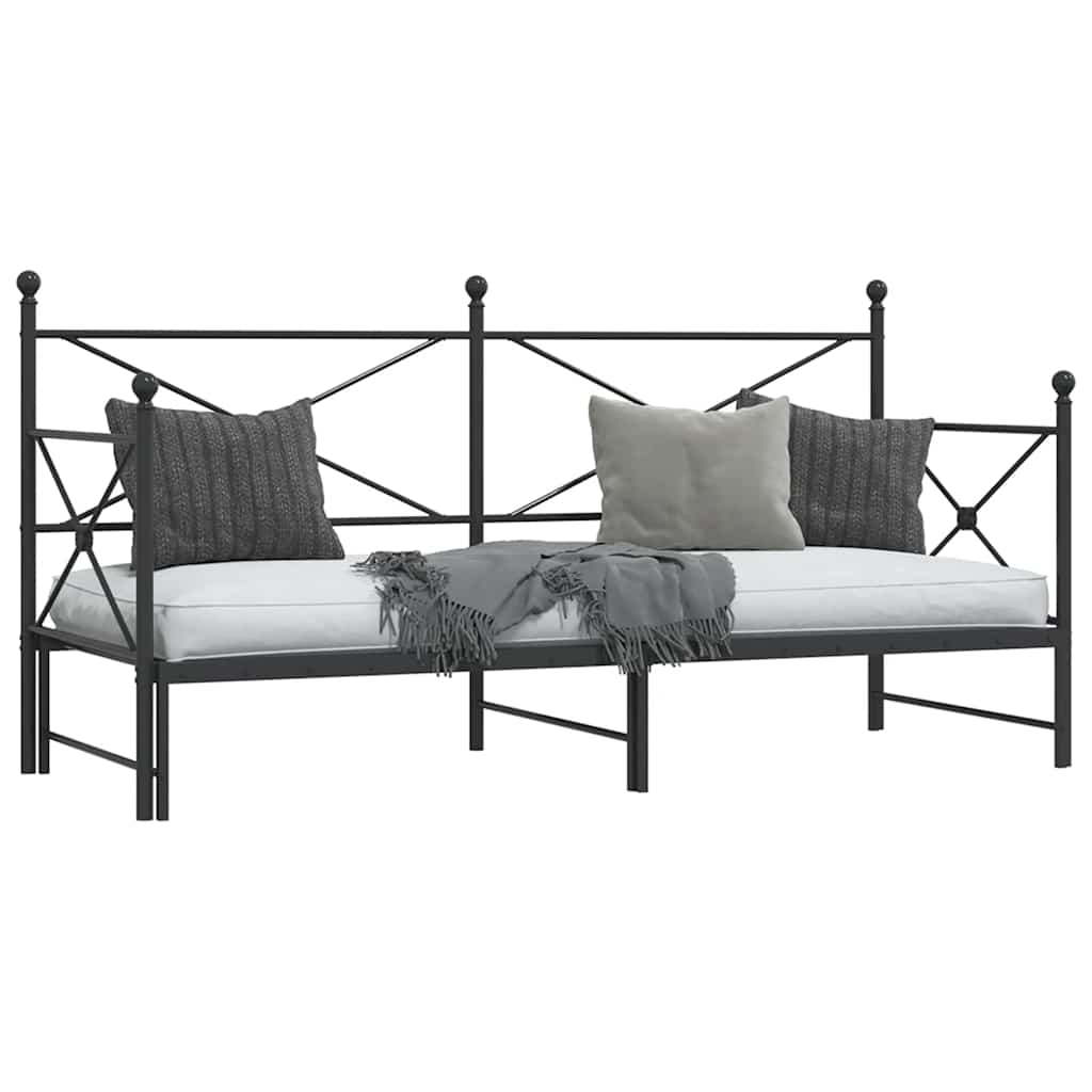 vidaXL Daybed with Trundle without Mattress Black 90x200 cm Steel