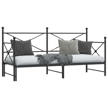 vidaXL Daybed with Trundle without Mattress Black 90x200 cm Steel
