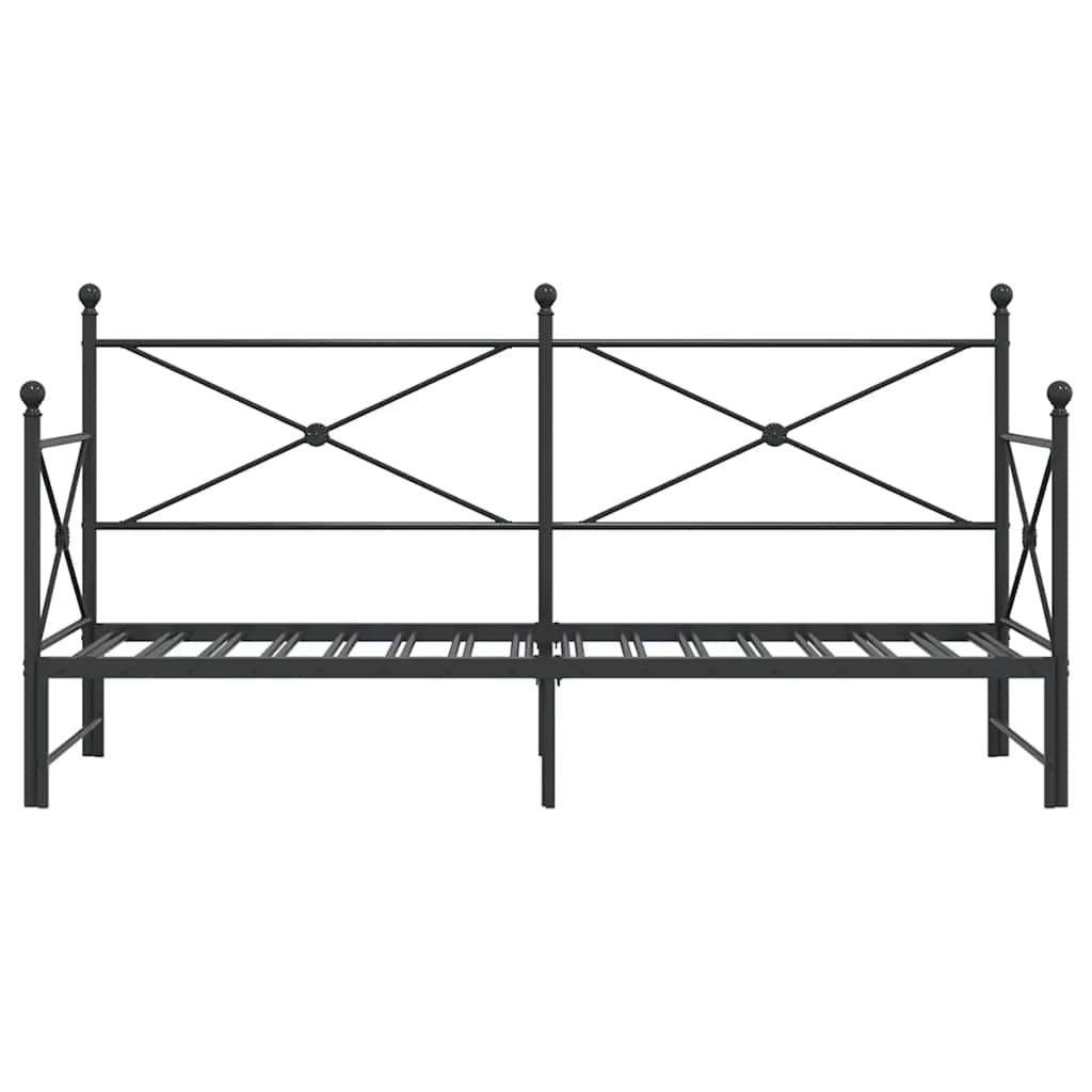 vidaXL Daybed with Trundle without Mattress Black 90x200 cm Steel