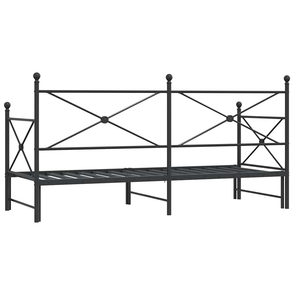 vidaXL Daybed with Trundle without Mattress Black 90x200 cm Steel