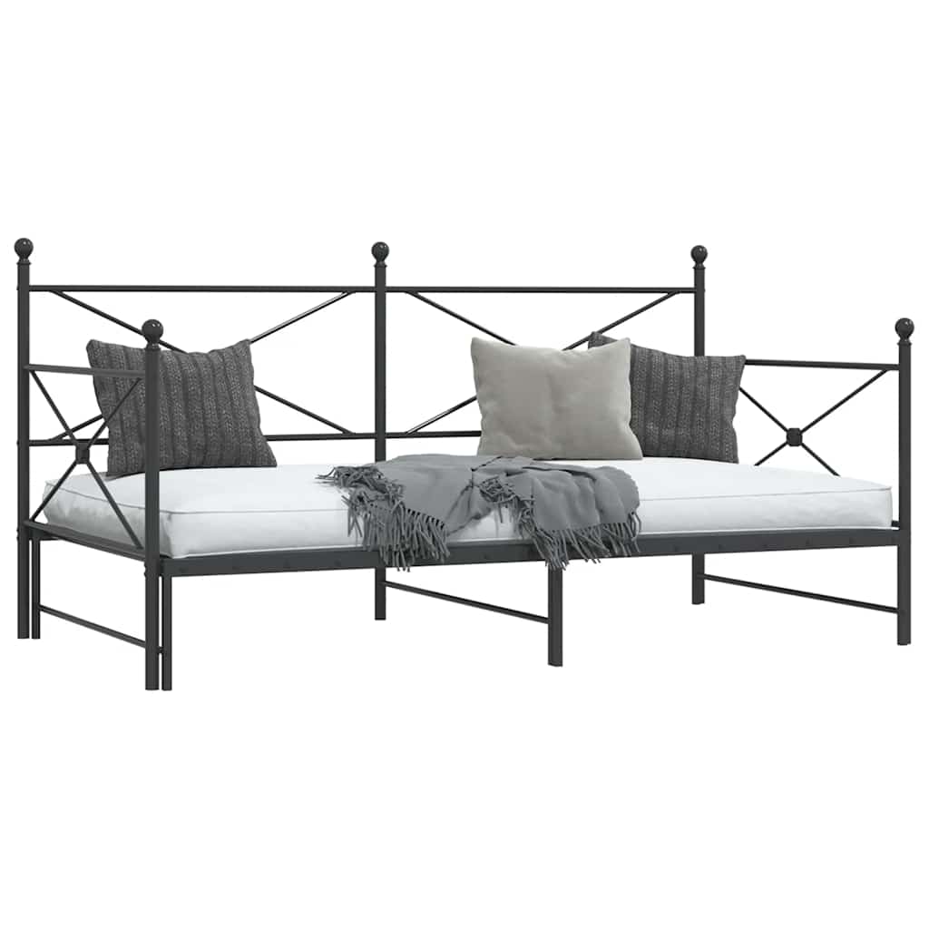 vidaXL Daybed with Trundle without Mattress Black 100x200 cm Steel