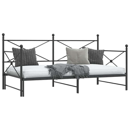 vidaXL Daybed with Trundle without Mattress Black 100x200 cm Steel