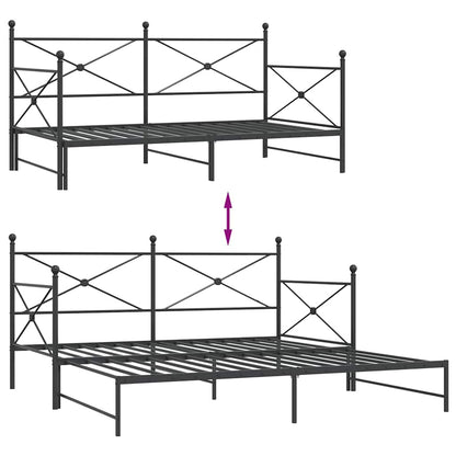 vidaXL Daybed with Trundle without Mattress Black 100x200 cm Steel