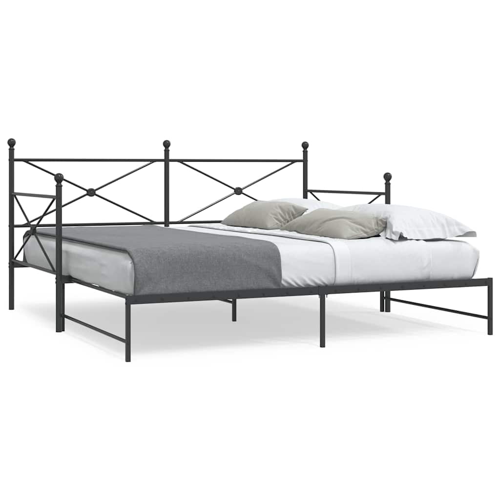 vidaXL Daybed with Trundle without Mattress Black 100x200 cm Steel