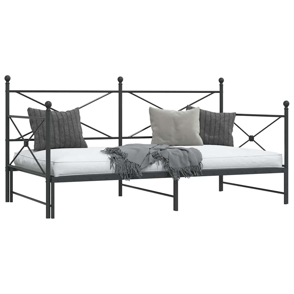 vidaXL Daybed with Trundle without Mattress Black 107x203 cm Steel