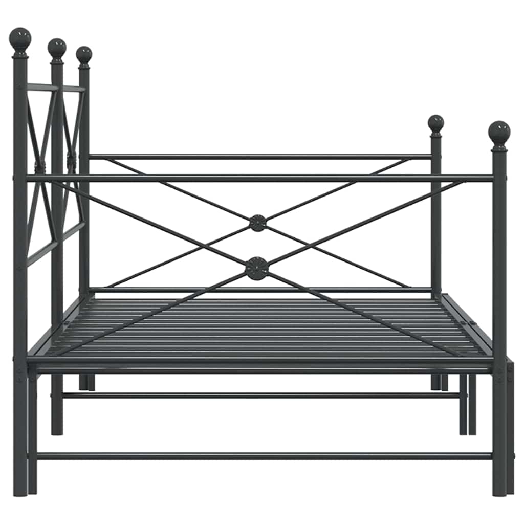 vidaXL Daybed with Trundle without Mattress Black 107x203 cm Steel