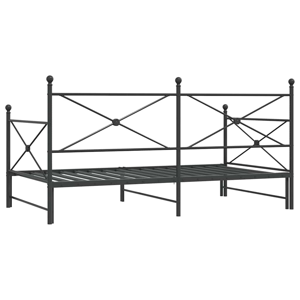 vidaXL Daybed with Trundle without Mattress Black 107x203 cm Steel
