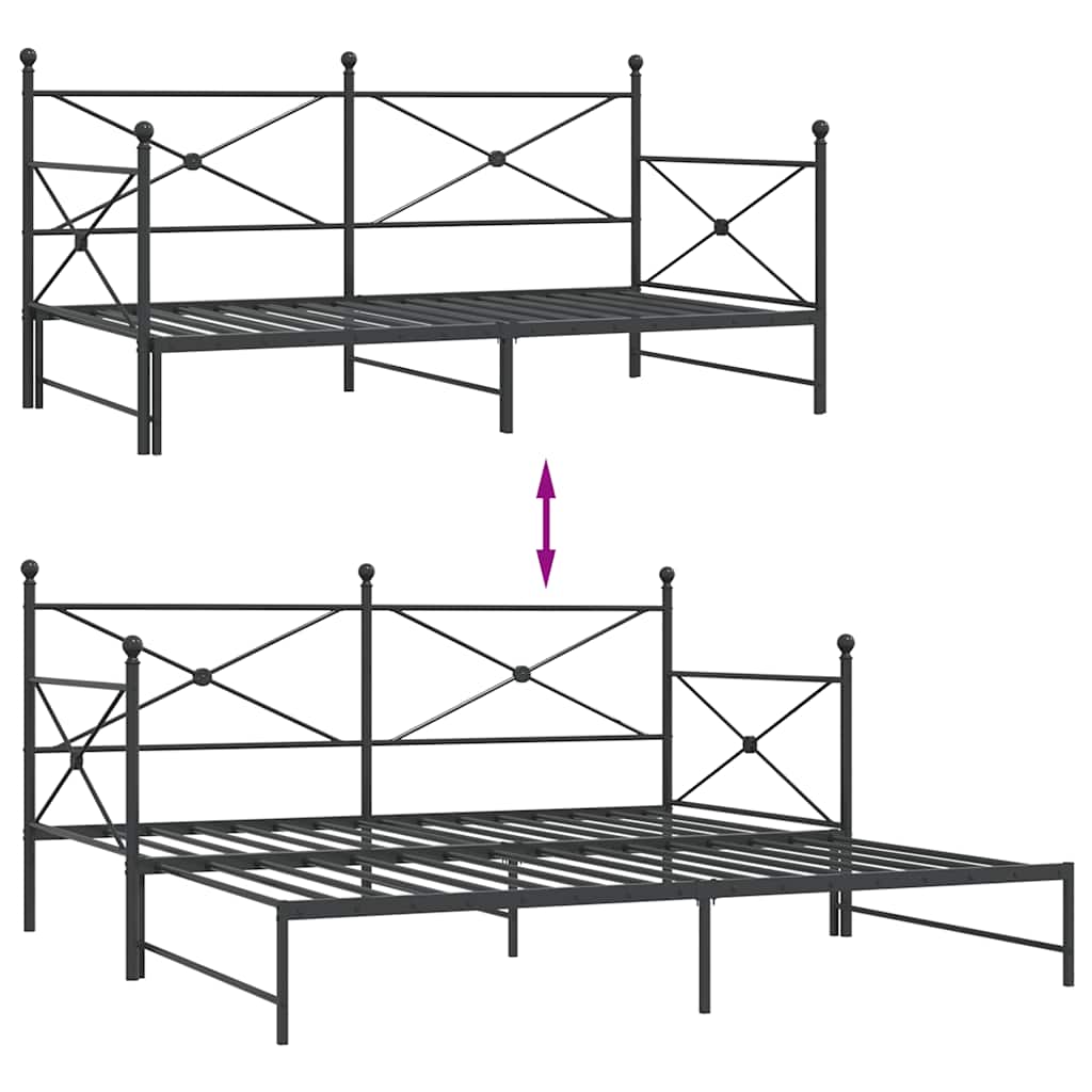 vidaXL Daybed with Trundle without Mattress Black 107x203 cm Steel