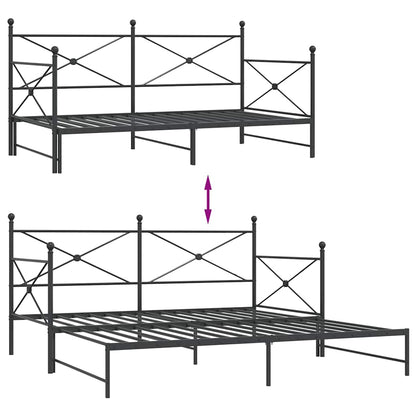 vidaXL Daybed with Trundle without Mattress Black 107x203 cm Steel