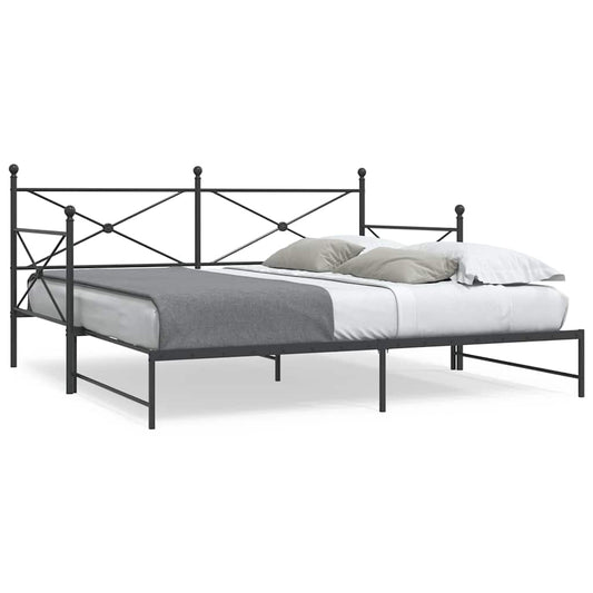 vidaXL Daybed with Trundle without Mattress Black 107x203 cm Steel