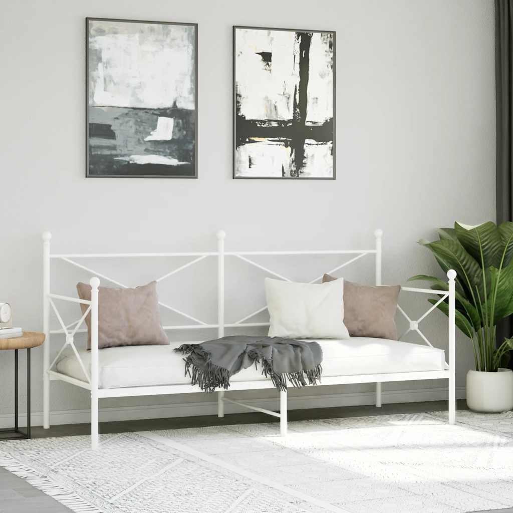 vidaXL Day Bed without Mattress White 90x200 cm Steel