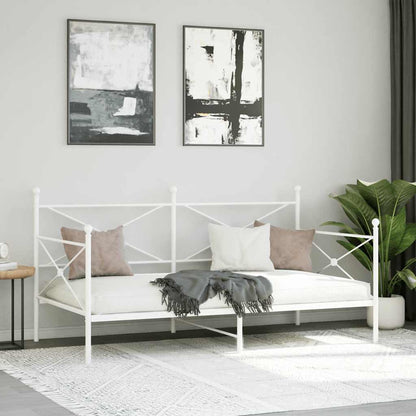 vidaXL Day Bed without Mattress White 100x200 cm Steel
