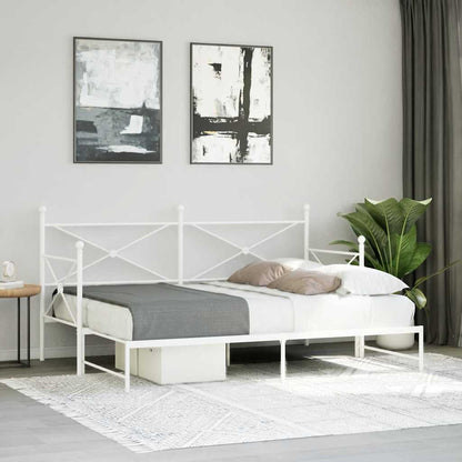 vidaXL Daybed with Trundle without Mattress White 75x190 cm Steel