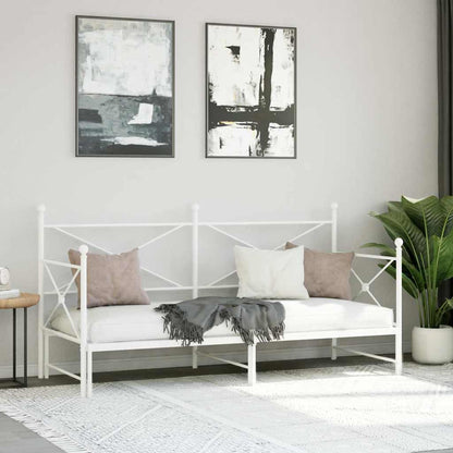 vidaXL Daybed with Trundle without Mattress White 75x190 cm Steel