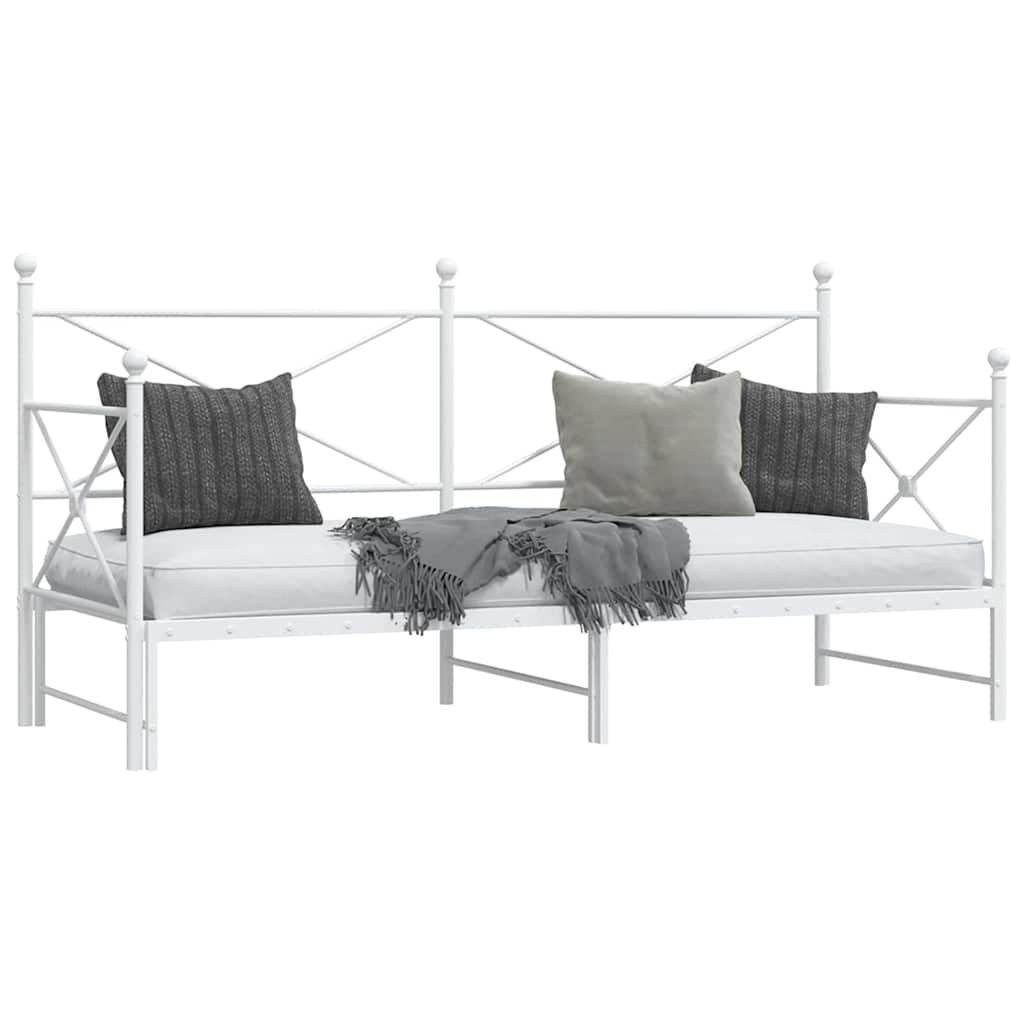 vidaXL Daybed with Trundle without Mattress White 75x190 cm Steel
