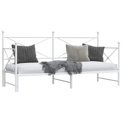 vidaXL Daybed with Trundle without Mattress White 75x190 cm Steel