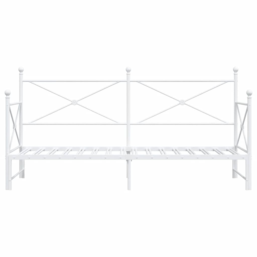 vidaXL Daybed with Trundle without Mattress White 75x190 cm Steel