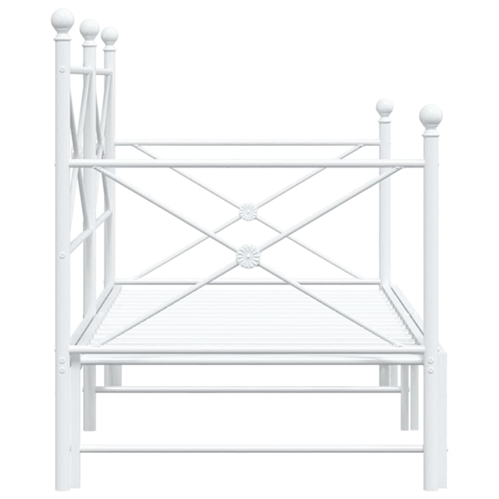 vidaXL Daybed with Trundle without Mattress White 75x190 cm Steel