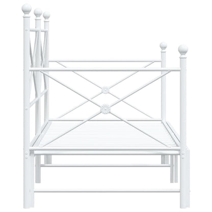 vidaXL Daybed with Trundle without Mattress White 75x190 cm Steel