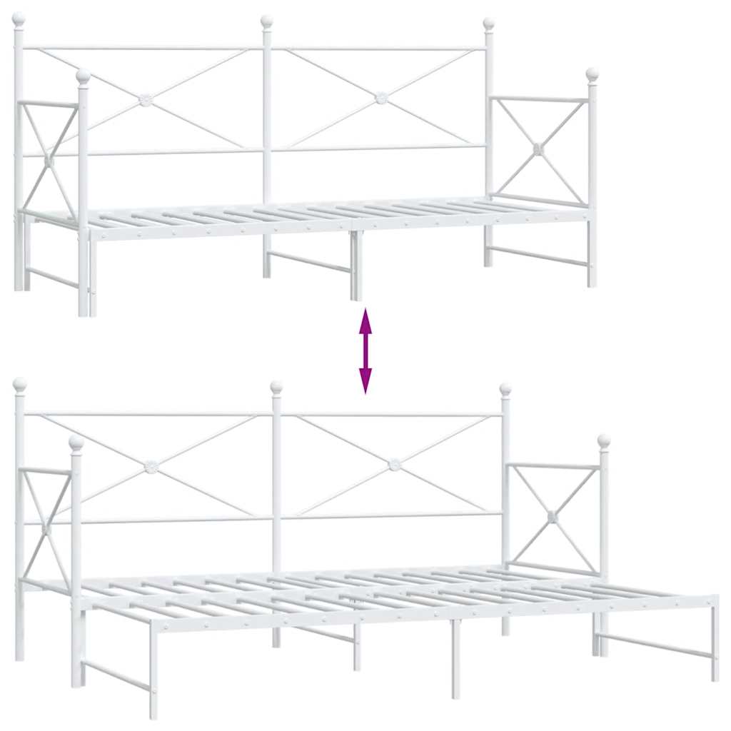 vidaXL Daybed with Trundle without Mattress White 75x190 cm Steel
