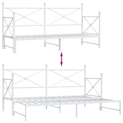 vidaXL Daybed with Trundle without Mattress White 75x190 cm Steel