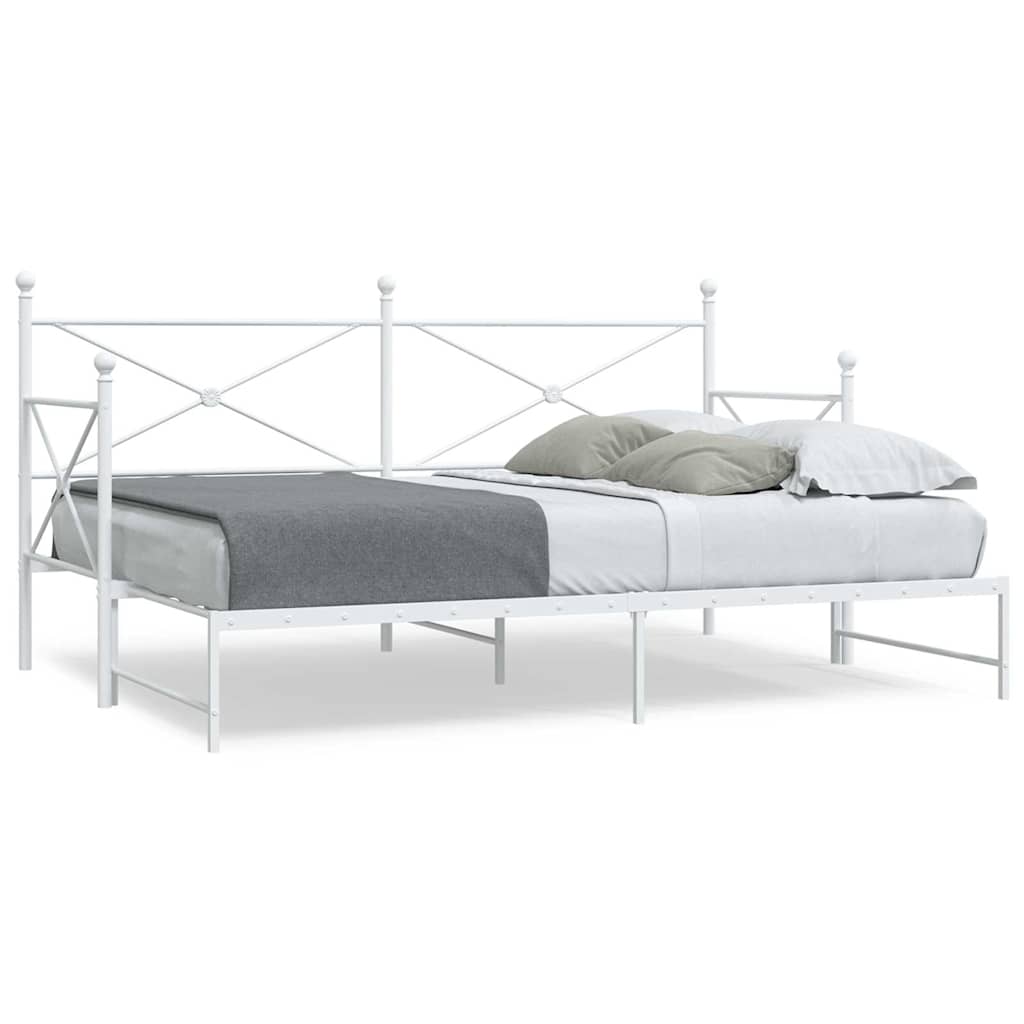 vidaXL Daybed with Trundle without Mattress White 75x190 cm Steel