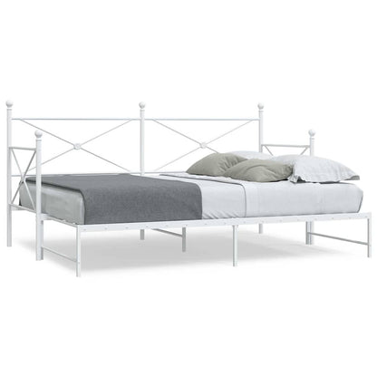 vidaXL Daybed with Trundle without Mattress White 75x190 cm Steel