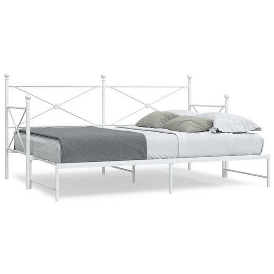 vidaXL Daybed with Trundle without Mattress White 75x190 cm Steel