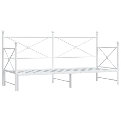 vidaXL Daybed with Trundle without Mattress White 80x200 cm Steel