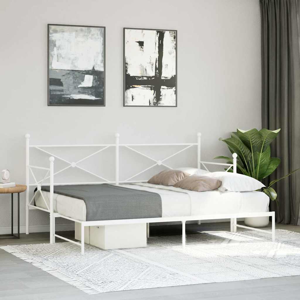 vidaXL Daybed with Trundle without Mattress White 80x200 cm Steel
