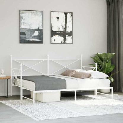 vidaXL Daybed with Trundle without Mattress White 80x200 cm Steel