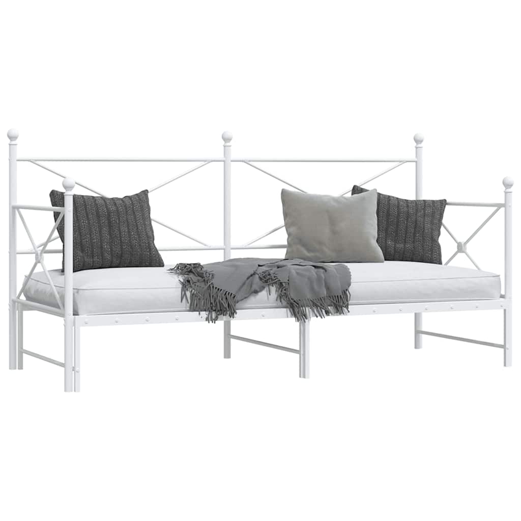 vidaXL Daybed with Trundle without Mattress White 80x200 cm Steel